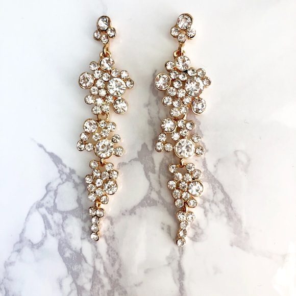 Long Crystal Drop Earrings - Picture 3 of 7